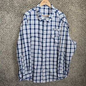 Field & Stream Shirt Mens XXXL 3XL Blue Plaid Button Up Fishing‎ Mesh Lined